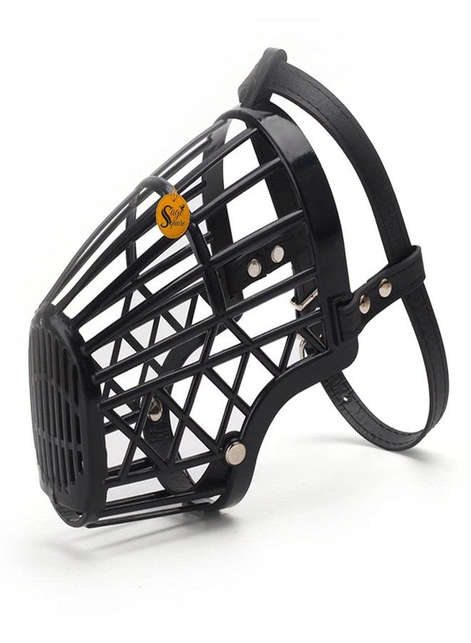 Sage Square Adjustable Strap Muzzle Cum Mouth Cover Cum Basket Cage Cum Pet Safety Collar for Anti Biting Dog (Black) (Medium) - Image 3